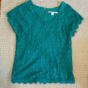 Diane Von Furstenberg Green Lace Blouse